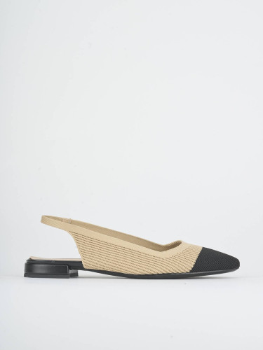 Flat shoes heel 1 cm beige fabric