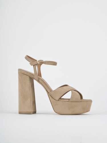 Sandalias de tacón alto tacón 13 cm beis ante