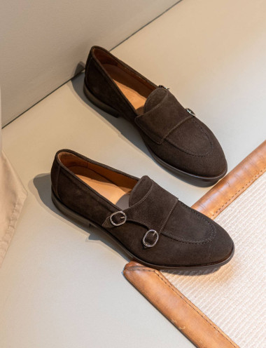 Zapatos de cordones marrón oscuro ante