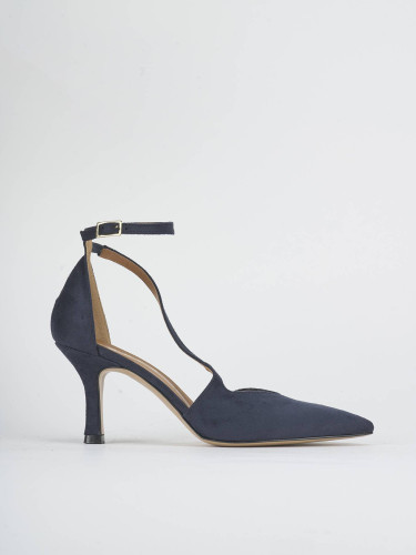 Zapatos de salón tacón 7 cm azul ante