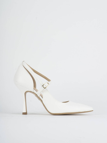 Zapatos de salón tacón 7 cm blanco cuero