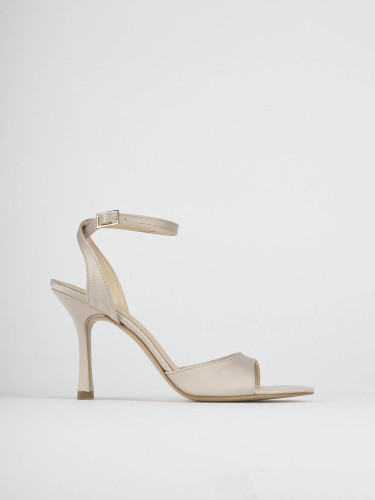 High heel sandals heel 9 cm beige satin