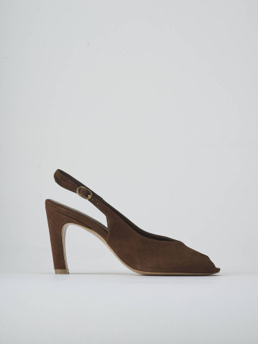 Sandalias de tacón alto tacón 8 cm marrón ante