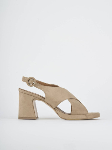 Sandali tacco 9cm camoscio beige
