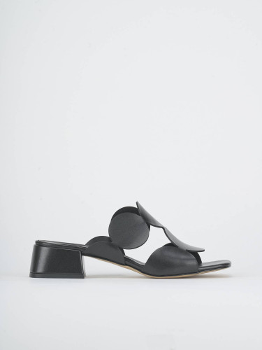 Mules tacón 3 cm negro cuero