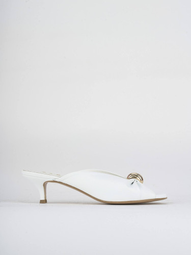 Mules tacón 4 cm blanco cuero