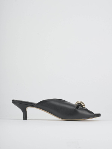 Mules tacón 4 cm negro cuero