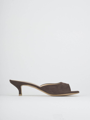Slippers heel 3 cm dark brown suede