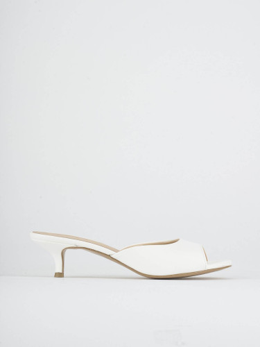 Mules tacón 3 cm blanco cuero