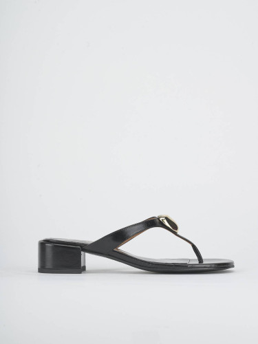 Mules tacón 3 cm negro cuero