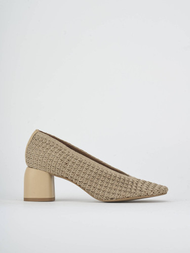 Zapatos de salón tacón 6 cm beis tejido
