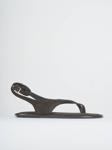 Low heel sandals heel 1 cm dark brown suede