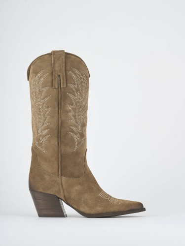 Botas de tacón alto tacón 5 cm marrón ante