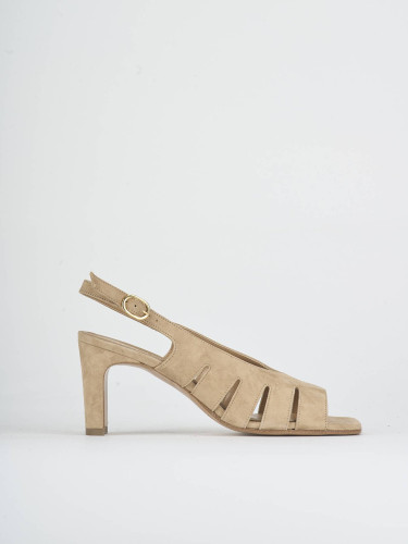Sandalias de tacón alto tacón 7 cm marrón ante