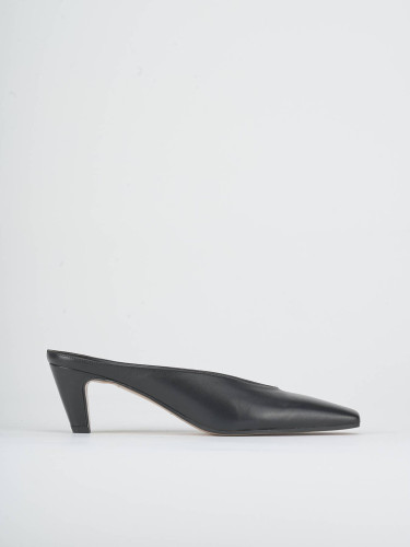 Zuecos con tacón tacón 5 cm negro cuero
