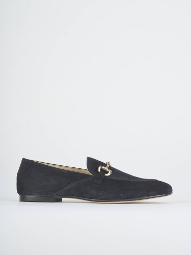 Mocasines tacón 1 cm azul ante