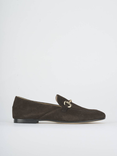 Loafers heel 1 cm dark brown suede