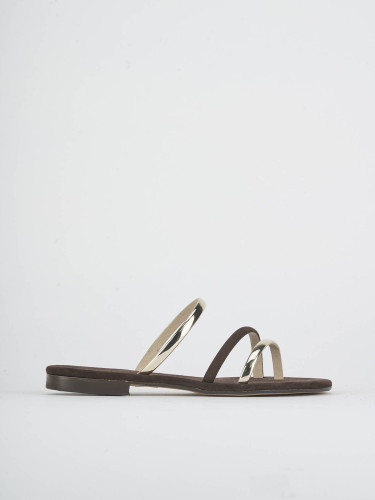 Mules tacón 1 cm marrón oscuro ante