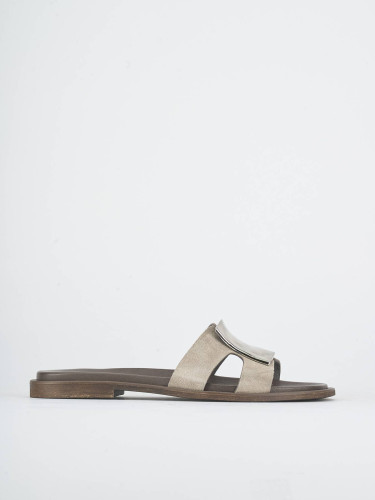 Slippers heel 1 cm beige suede