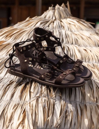 Sandali tacco 1cm camoscio testa