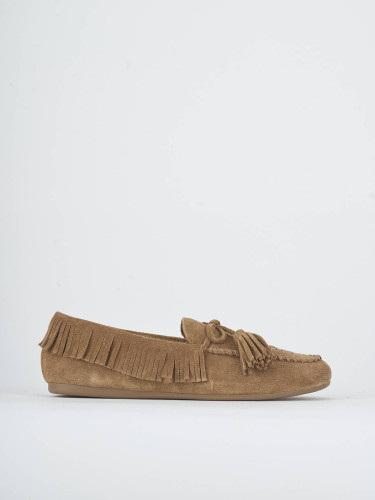 Mocasines tacón 1 cm marrón ante