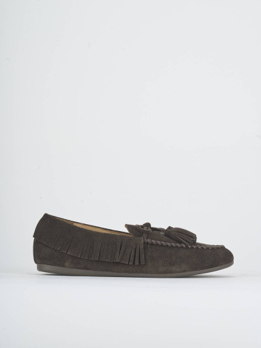 Loafers heel 1 cm dark brown suede