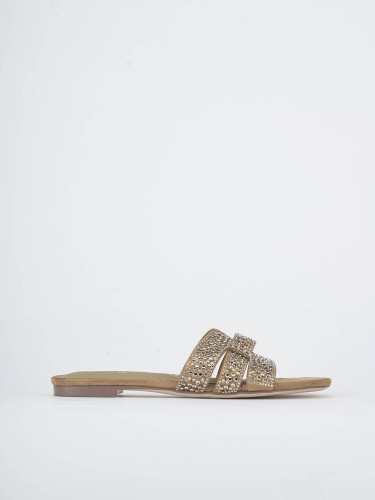Mules tacón 1 cm marrón cuero