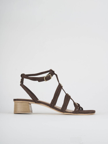 Sandali tacco 3cm camoscio testa