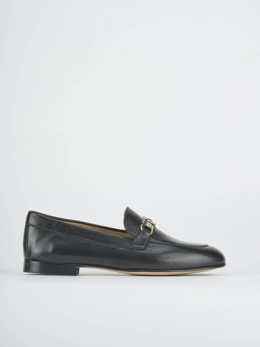 Loafers heel 1 cm black leather