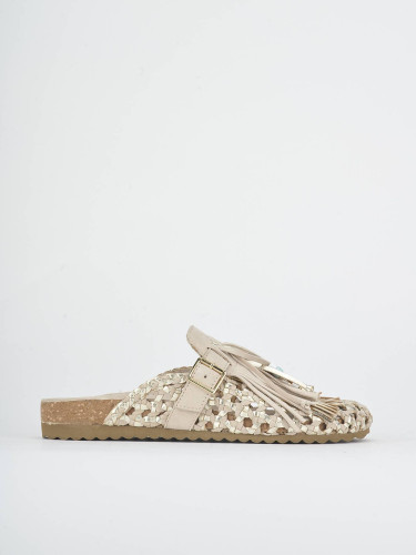 Sabot heel 1 cm beige suede