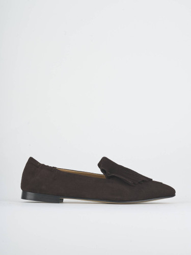 Mocasines tacón 1 cm marrón oscuro ante