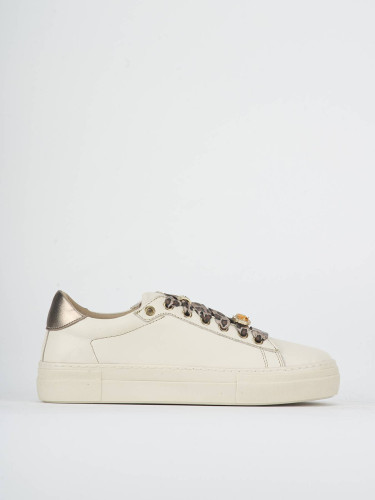 Sneakers tacco 1cm pelle beige