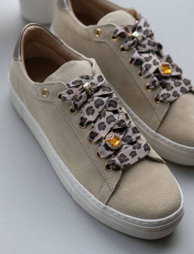 Sneakers tacco 1cm camoscio marrone