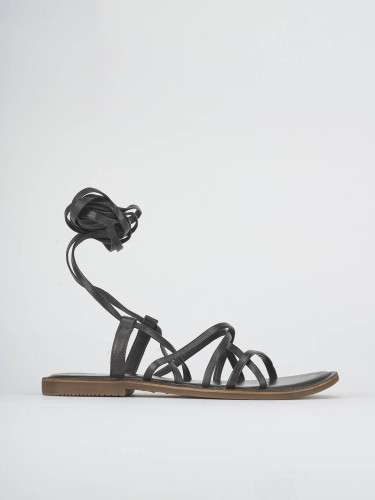 Low heel sandals heel 1 cm dark brown leather