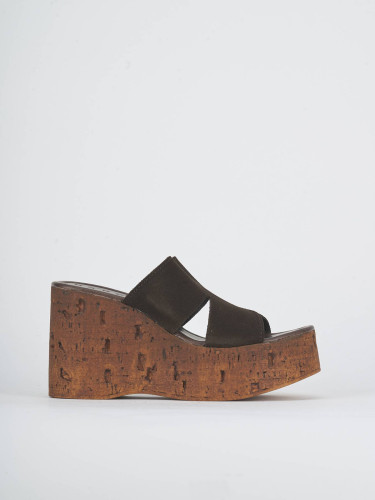 Ciabatte tacco 10cm camoscio testa