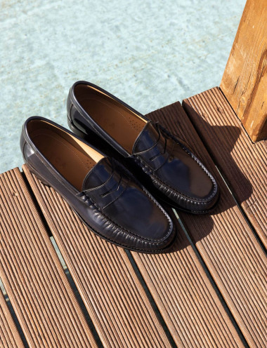 Mocasines azul cuero