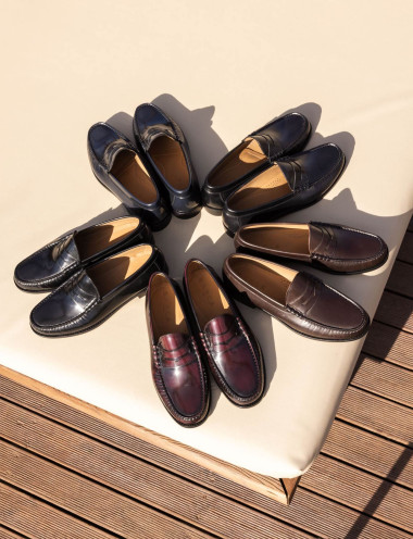 Mocasines negro cuero