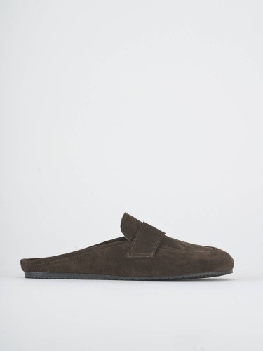Sabot heel 1 cm dark brown suede