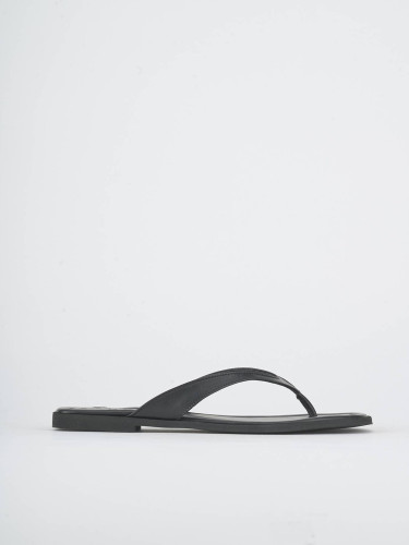 Mules tacón 1 cm negro cuero