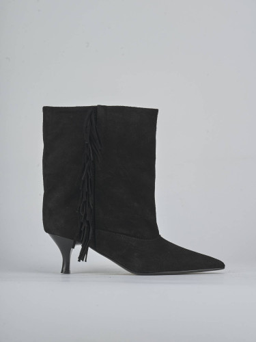 Stivaletti tacco 5cm camoscio nero