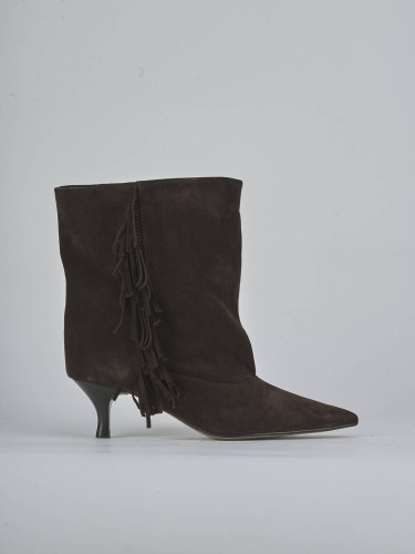 Botines de tacón alto tacón 5 cm marrón oscuro ante