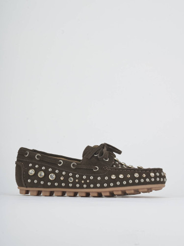 Loafers heel 1 cm dark brown suede