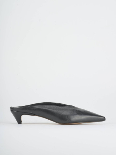Sabot heel 1 cm black leather