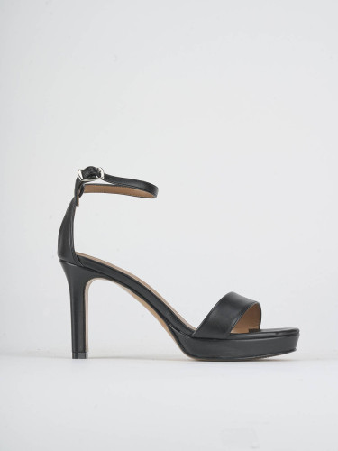 High heel sandals heel 9 cm black leather