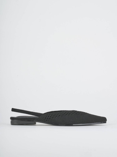 Flat shoes heel 1 cm black fabric