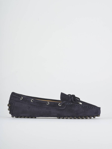 Mocasines tacón 1 cm azul ante