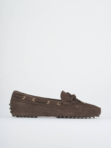 Mocasines tacón 1 cm marrón oscuro ante