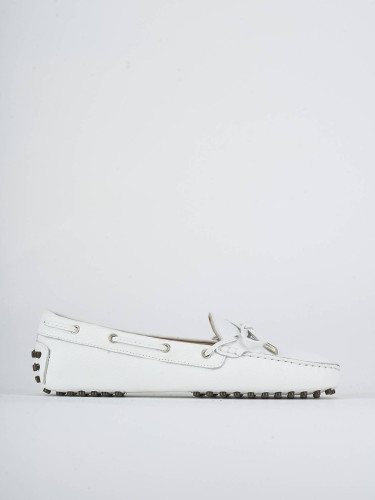 Loafers heel 1 cm white leather