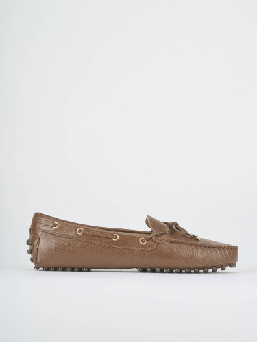 Mocasines tacón 1 cm marrón cuero