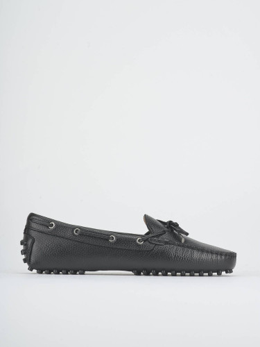 Mocasines tacón 1 cm negro cuero